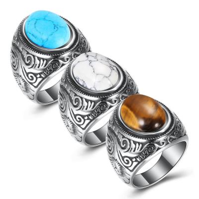 China Men Boho Vintage Yard Turquoise Stainless Steel CLASSIC Engagement Ring for sale