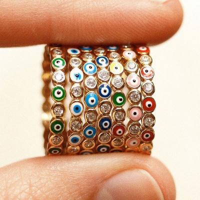 China 2022 Online Gold Plated Blue Eye FASHIONABLE Store 18K Ring For Women Girls for sale