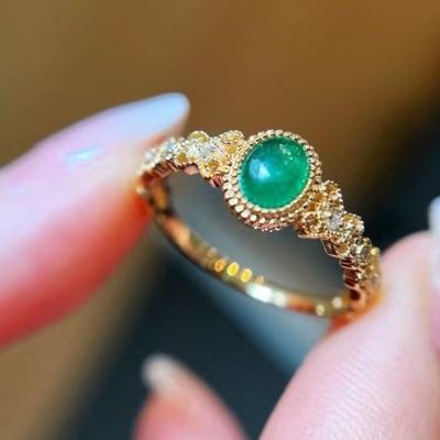 China Natural Emerald Wedding Rings 18K Gold Court Pure Noble CLASSIC Plain Real for sale