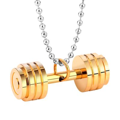 China FASHIONABLE Creative Dumbbell Shape Stainless Steel Sports Fitness Pendant Necklace For Men for sale