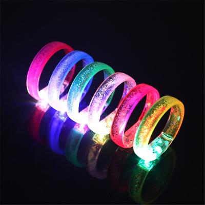 China Resin Kids Flashing Light Up LED Lit Concert Bubble Glow Acrylic Flat Broadband Bracelet For Party for sale