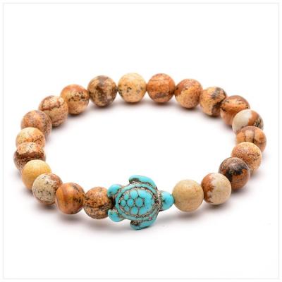 China CLASSIC Summer Style White Pine Tiger Eye Stone Couple Sea Turtle Bracelet for sale