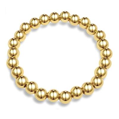 China CLASSIC 14K Gold Plated Elastic Bead Bracelet Women Copper Ball Stretch for sale