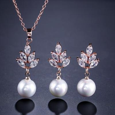 China High Quality Fashion Waterproof Ladies Bead Earrings Necklace Pendant Jewelry Set for sale