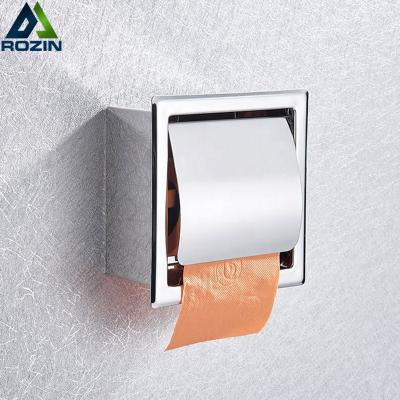 China Embedded or Non-embedded to choose by yourself Application Hotel Chrome Polished Wall Mounted Stainless Steel Bathroom Tissue Holder Square Embedded Box for sale