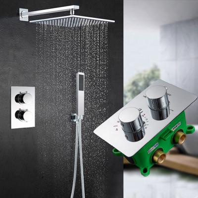 China Without Rozin Chrome Thermostatic Shower Faucets Two Way Concealed Rain Control Mixer Valve Bathroom Shower Faucets Shower Sets Wall Mount for sale