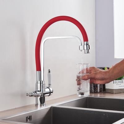 China Rozin Contemporary Chrome Waterfilter Taps Kitchen Faucets Mixer Drinking Water Filter 3 Way Kitchen Faucet H/C Sink Tap Water Mixer Tap for sale