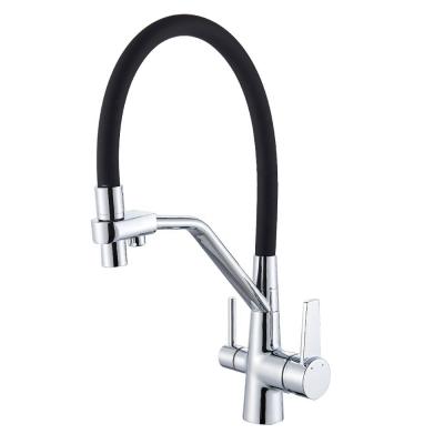 China Contemporary Chrome Crane For Kitchen Brass Filtered Pull Out Spray 360 Ways Of Rotation Water Filtration Faucet Three Pull Down Mixer Kitchen Faucet for sale