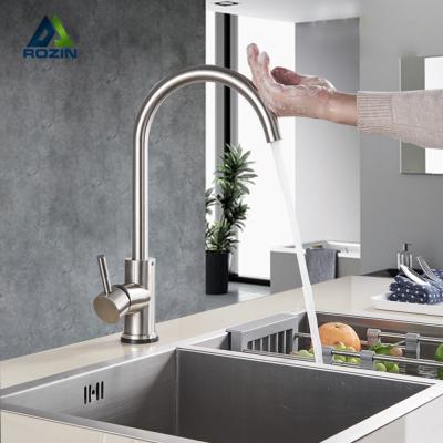 China Sense Rozin Faucets Brushed Nickel Kitchen Faucet Touch Sensor Faucet 360 Degree Rotation Deck Mounted Single Handle Single Hole for sale