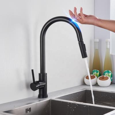 China Sense Faucets Black Lead Free Stainless Steel Pull Out Sensor Kitchen Faucet Mixer Touch Sensitive Touch Control Kitchen Faucet for sale