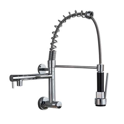 China Contemporary Wall Mounted LED Spring Kitchen Faucet Pull Down Single Sprayer Cold Water Mixer Sink Faucet Rotation Kitchen Faucets for sale