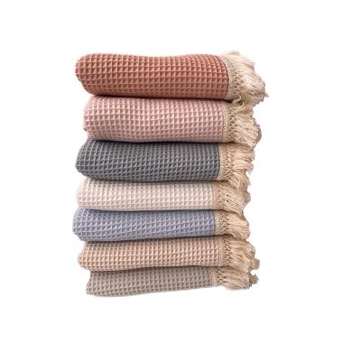 China Nordic modern simplicity style cotton waffle lattice tassel edge blanket baby bath towel blanket office coat sofa blanket for sale