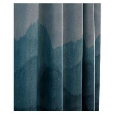 China Wholesale Simple Gradient Blackout Blackout Curtain Cloth Bedroom Living Room Curtain American Printed Blue Shading Finished Product for sale