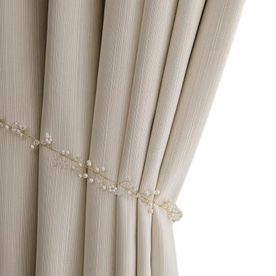 China Modern simple luxury living room bedroom curtains blackout silk cotton curtain solid color light vertical stripe curtain thousand for sale