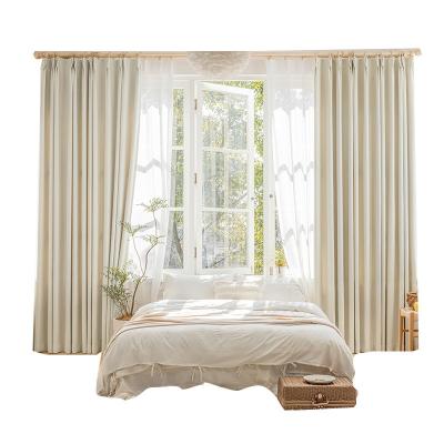 China Modern Blackout Single Curtain Living Room Bedroom Blackout Jacquard Log Bay Window Finished Solid Color Curtain for sale