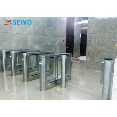 China Silver Speedgate Turnstile , Glass Swing Gate For Supermarket Entrance for sale