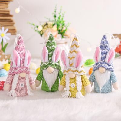 China Eco-friendly Knitted Creative Easter Bunny Rabbit Ears Cloth Old Man Faceless Doll New Hanging Decoration for sale