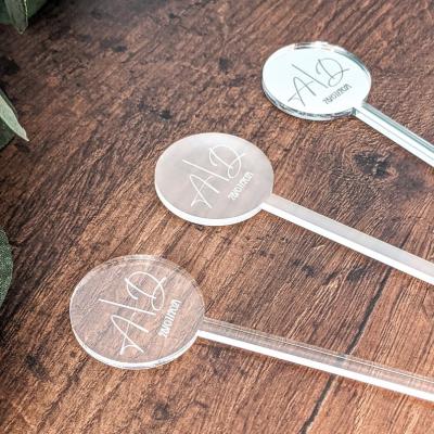 China Acrylic hot sale! bulk ! Clear Plastic Crystal Swizzle Sticks Acrylic Cocktail Sticks with Engraved Logo for sale