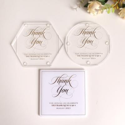 China Viable Engraved Clear Acrylic Octagon Coaster Place Cards for sale