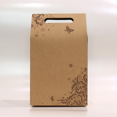 China Handmade Fashion Vertical Kraft Paper Shopping Bag Wedding Gift Dessert Bag With Hamdle for sale