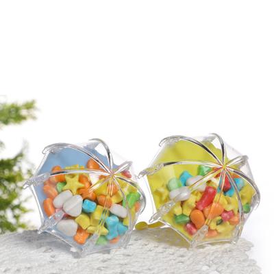 China Lovely Food Grade Multi Colors Clear Umbrella Shape Plastic Candy Packing Crate Storage Box For Kids for sale