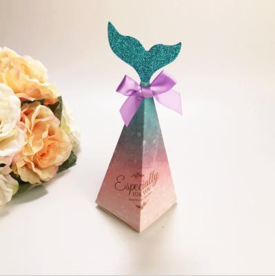 China Europe Pyramid Shape Creative Wedding Gift Box With Ribbon Paper Custom Gift Boxed Candy Packing Box For Doc. of Christmas for sale