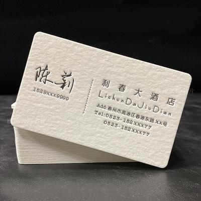 China Europe High-grade Cotton Paper European Style Design Embossing Business Card Hot Stamping Embossing Printing for sale