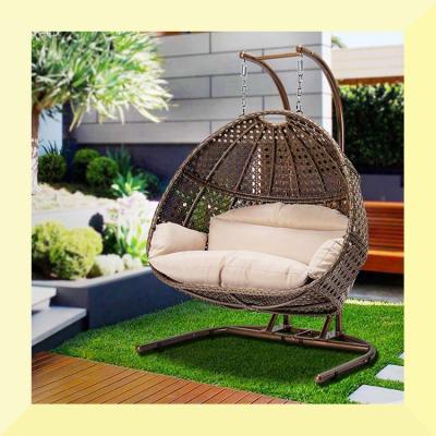 China Modern Hanging Indoor Outdoor Double Rocking Chair Basket Living Room Rattan Rocking Chair for sale