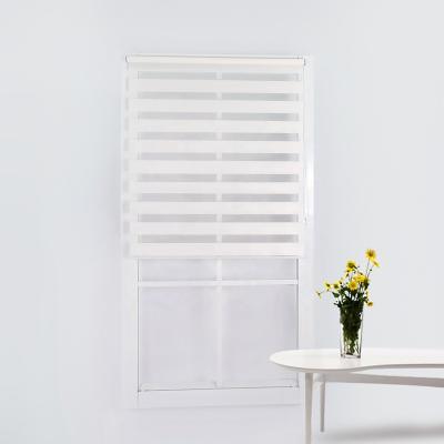 China Aluminum Rod Double 28mm Easy Layer Window Shade Indoor Manual Day And Night Customize Size Base System Zebra Blind Shade for sale