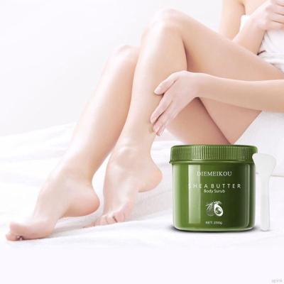 China Exfoliator Private Label Ready To Ship Quality Exfoliate Hand Exfoliating Armpit Whitening Face Fruit Facial Shea Butter Body Scrub for sale