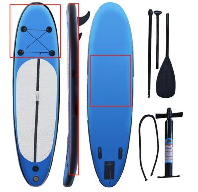 China Suntour Inflatable PVC EVA Non-Slip Compressible 10' Longboard Surfboards Inflatable Paddle Board 300*76*15CM for sale