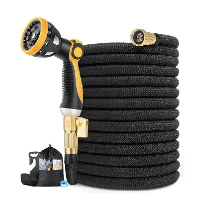 China 25ft 50ft 75ft Adjustable Flexible 100ft Three Layers Garden Pressure Water Hose Pipe Hose With 9 Function Spray Gun Nozzle for sale