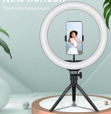 China 2021 Makeup Vlog Instrument Kit 13 Inch Photography Self Timer Cosmetics New LED Ring Light With Tripod Stand Phone Holder Makeup Beauty Selfie Online Video Conference Lamp for sale