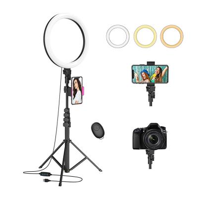 China Online Video Conferencing 2021 Hot Selling 12Inch Ring Light with Folding Tripod Stand Phone Holder Selfie Vlog Makeup Video Conference Online Photography for sale