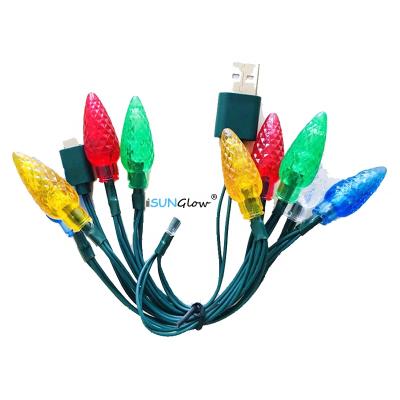 China String Light 55 Inch Cable Phone Charger Charging Connector Holiday Festive LED Light 10Leds RGB Multi Colors Rainbow Christmas Light for sale