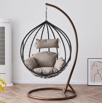 China Factory Supply Modern Furniture Ganzhou Rattan Egg Chair Leisure Wicker Patio Swing Chair Seaside Garden Hanging Patio Chair for sale