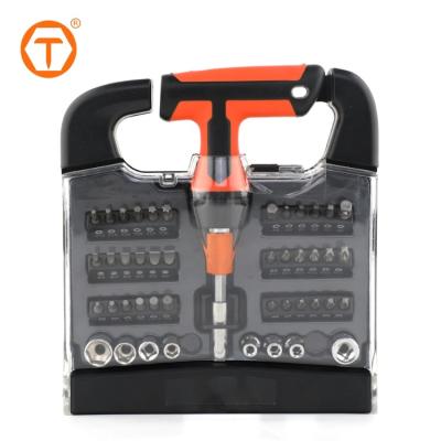 China 48Pcs Plastic Set Kit Tool Head With Bit Extension T Shaped Screwdriver Bit Set for sale