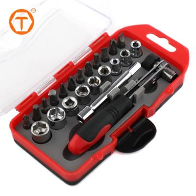 China Household Tool 23Pcs Magnetic Holder Angle Ratchet Screwdriver Bit Bit Set for sale