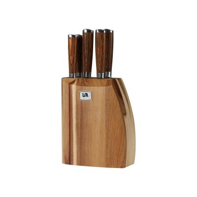 China Durable New Design 6pcs German Stainless Steel Kitchen Knife Block Set With Pakka Wood Handle for sale