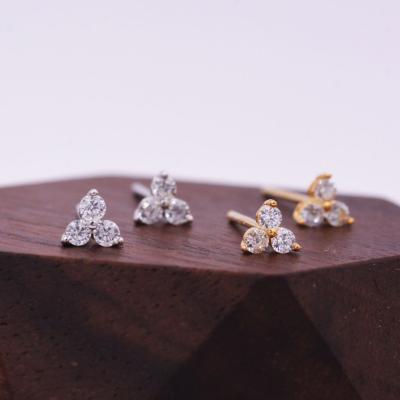 China 2020 titanium earrings 100% nickel free hypoallergenic three Dot Trio Stud Earrings gold piercingunique cartilage earrings for sale