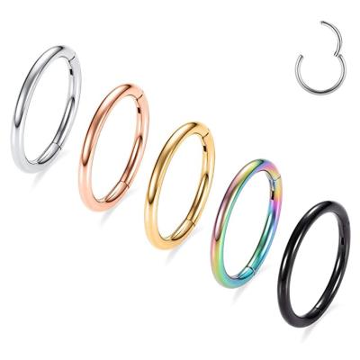 China Stainless Steel Septum Clicker Designer Nose Ring Hoop Hypoallergenic Segment Hinged Nose Ring for sale