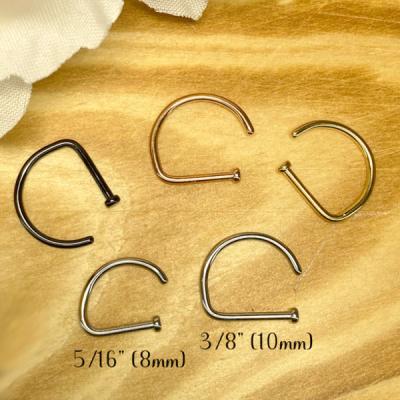 China High Quality Medical Gold Plated Nose Rings 100% Nickel Free Hypoallergenic Hoop Nose Rings Circle 14k Implant Grade 18k Gold Nose Rings for sale