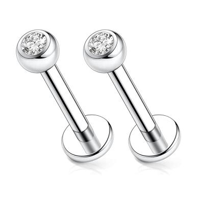 China 16G ASTM F136 Labret Hypoallergenic Nickel Free 100% Titanium Cartilage Flat Back Earring for sale