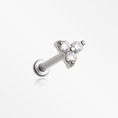 China Titanio G23 PVD Nickel Free Plating Nose Stud Plating CZ Labret Internally Thready CZ Labret 100% Hypoallergenic Earring Nickel Free for sale