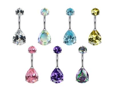 China Factory Wholesale 14g Body Jewelry Hypoallergenic Teardrop Zircon G23 Zircon G23 Belly Button Rings Hypoallergenic 100% Pure Titanium Rings for sale