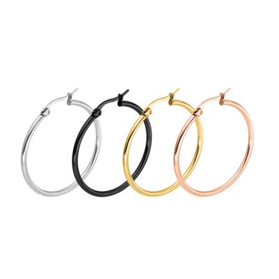 China Fashion Jewelry Hypoallergenic Gold Plated Stainless Steel Large Hoop Earring Hoop Earrings 18k Gold Plated for sale