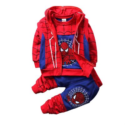 China Autumn Boys Clothing Sets Kids Super Soft Coat jacket+ T-shirt +Pants 3 pcs Children Sports Suits Babies Boy Spider Man Clothes Set for sale