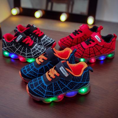 China Cheap Anti-odor China Manufacturer Children Casual Spiderman Design Led Boys Kids Shoes for sale