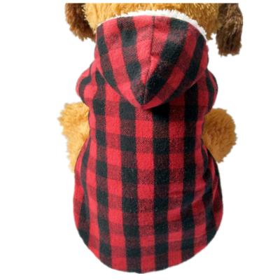 China Viable Wholesale Pet Clothes Manufacturer Red Plaid Hoodies Invest Hoodies Winter Autumn Warm Dog Clothes Pet for sale