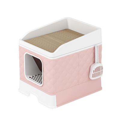 China Factory Direct Sale Viable High Quality Plastic Cat Litter Tray Cat Litter Box Close Cat Toilet for sale